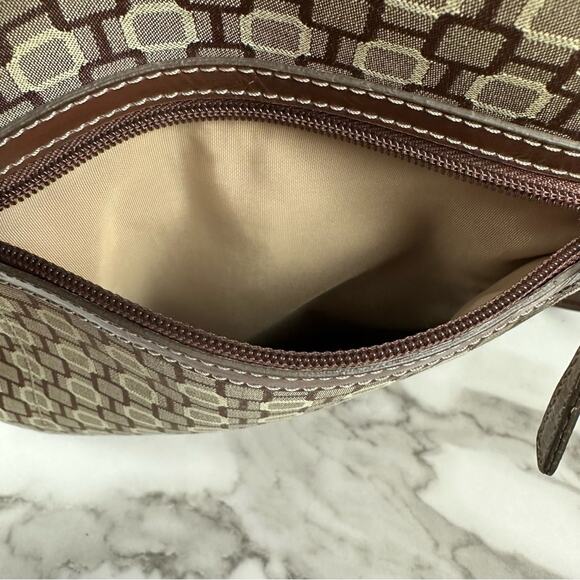 Nine West Y2K Era Brown Geometric Print Canvas Backpack Travel School Work - Picture 9 of 11